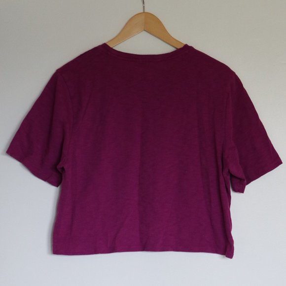 Gap Organic Cotton Purple Cropped Pocket T-Shirt - Picture 2 of 5